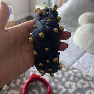 Brianna Cannon Denim and Gold Bead Headband